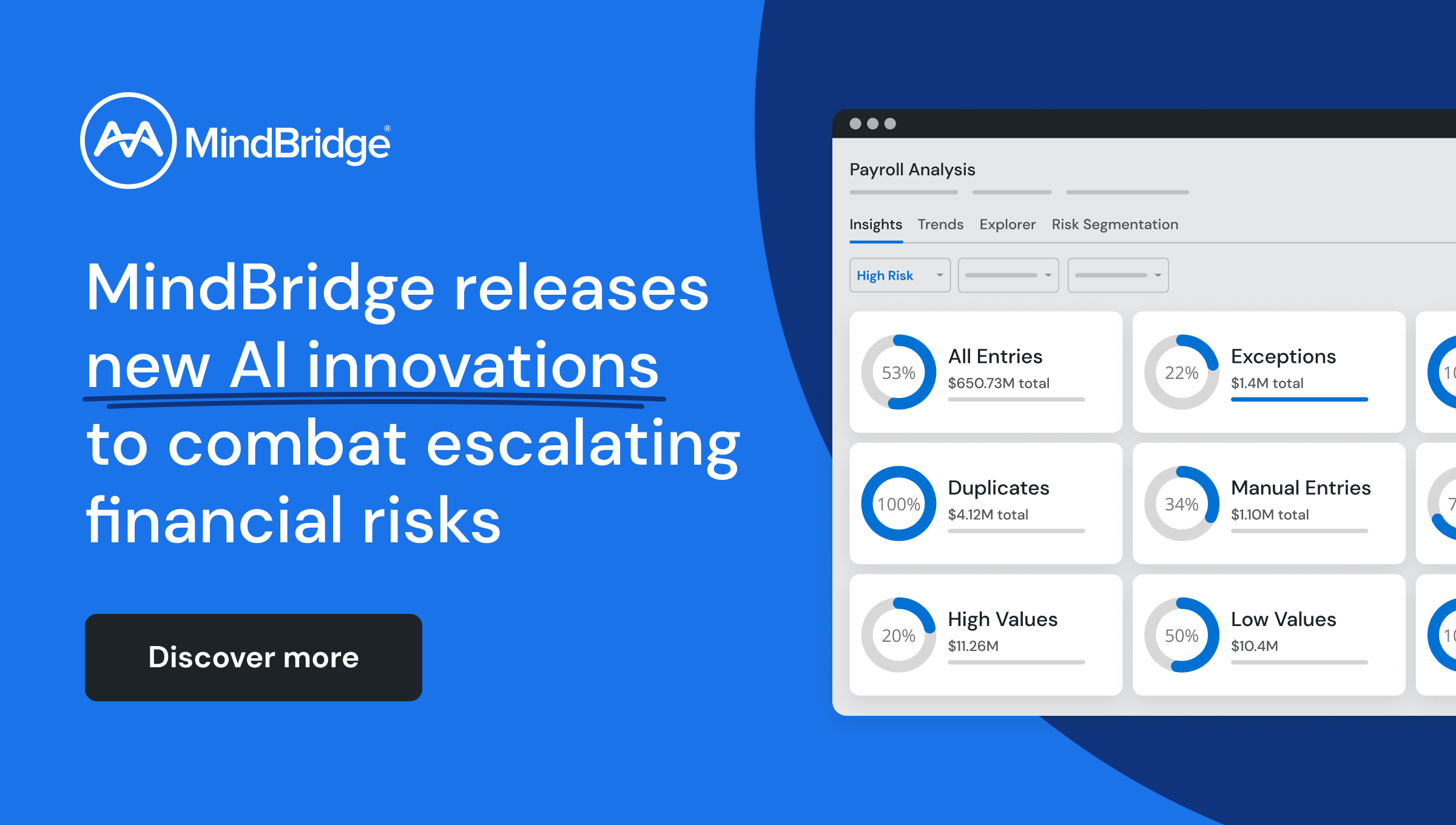 MindBridge announces new AI innovations at The MindBridge Conference to enhance financial risk management. The updated platform equips finance professionals and auditors with advanced tools for anomaly detection, compliance, and risk management. These enhancements streamline financial oversight by offering comprehensive monitoring, faster risk identification, and seamless data integration, helping companies combat escalating financial risks and fraud. Discover how MindBridge's AI-driven platform empowers organizations to manage financial irregularities in real-time.